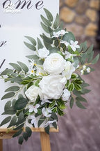 Wedding Welcome Signs Floral(Pack of 2)，Wedding Arch Flowers for Wedding Decorations and Reception Backdrop Decoration (New White) - Image 4
