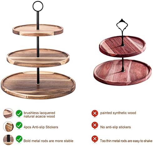 3 Tier Cupcake Stand, Large Wood Tiered Serving Tray Cupcake Tower, Serving Stand Display Dessert Cookie Candy Buffet Holder for Home Tea Party, Wedding, Farmhouse, Kitchen Decor - Image 5