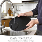 MOSAYT Vinyl Faux Leather Round Placemats Set of 8, 13 Inch, Black - Image 4