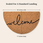 THEODORE MAGNUS Half-Moon Welcome Doormat | 100% Natural Coir | Modern Script, Anti-Slip Backing | Semicircle Outdoor Front Door Mat - Image 3