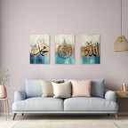 ZXHYWYM Islamic Wall Art 3 Pieces Allah Name Ayatul Kursi Picture Canvas Prints Arabic Calligraphy Paintings Quran Posters Muslim Home Decor Framed(5, (16.00" x 24.00" x 3PCS)) - Image 5