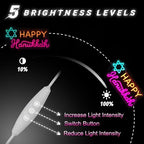 Happy Hanukkah Neon Sign, Stars of David Shape LED Neon Light Signs, Hanukkah Decorations for Home, Neon Signs for Wall Room Bedroom Decor Jewish Menorah Holiday Gifts - Image 3