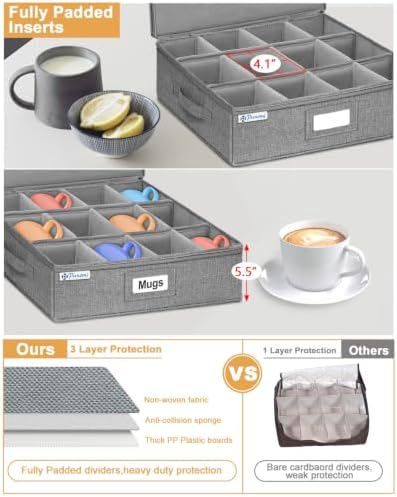 punemi Mug Storage Organizer, 2-Pack Hard Shell Boxes for Packing & Moving - Image 4
