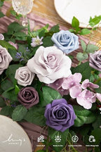 Ling's Moment Flower Garland, 6FT Eucalyptus & Rose, Purple - Image 4
