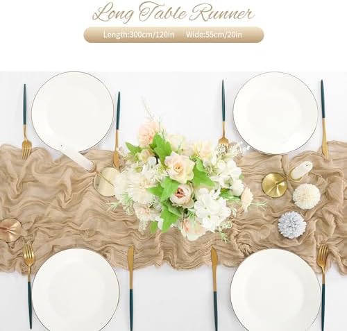 20 Pack Beige Cheesecloth Table Runner 120 Inch 10FT Rustic Boho Gauze Cheese Cloth Table Runner for Wedding Party Baby Shower Thanksgiving Christmas Decoration - Image 4