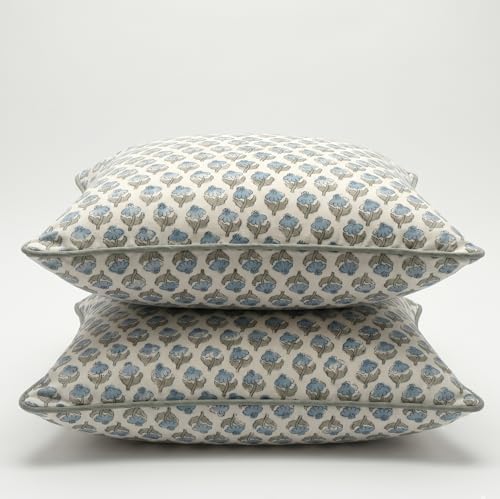 Floral Pillow Covers Sky Blue and sage Green Set of 2 Pillow Covers 20 x 20 inches Farmhouse Pillow Covers for Couch Bed Bedroom Living Throw Pillow Covers Boho Decorative Pillows - Image 3
