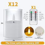 12Pack Flameless LED Candles, Remote & Timer, Battery Powered, Clear, 2"x3" - Image 2