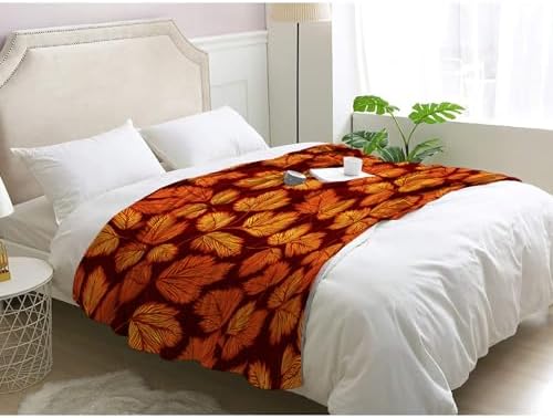 Fall Leaf Blanket, Autumn Leaves Fleece Throw Blanket King Size for Couch Bed Sofa, Seasonal Blankets and Throws, Decor & Gifts, Super Soft Plush Flannel Blanket, 108x90 - Image 3