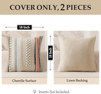 ANRODUO Boho Decorative Pillow Covers 18x18 Orange-Blue Stripe Pack of 2 - Image 4