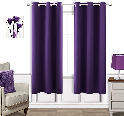 KOUFALL Purple Curtains 72 Inches Long for Bedroom Closet Door 2 Panels Set Royal Purple Curtains for Living Room 42x72 Inch Length by KOUFALL