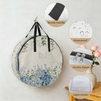 36 Inch Round Storage Bag 1 Pack,Blue Hydrangea Flower Green Eucalyptus Leaves Waterproof Wreath Storage Container with Handles&Zipper Retro Linen Closet Organizer Bags Garland Box - Image 5