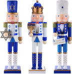 Blosssound 3 Pack 16" Hanukkah Nutcracker Decorations Wooden Jewish Decor by Blosssound