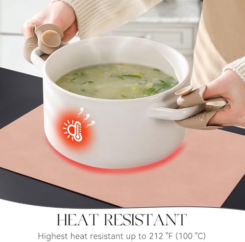 MOSAYT Vinyl Faux Leather Placemats, Set of 8, Pink - Image 3