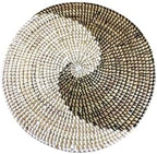 Senegal Placemats/African Bohemian Woven Seagrass Placemats/Natural Wicker Round Basket Placemats/Decorative Hanging Wicker Plates/Hanging Wall Decor (Black & White) by Handmade