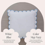BEBE BASK Scalloped Pillow Cover Set of 2, 18x18, 100% Cotton - White/Blue - Image 5