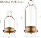 Candle Holder Lanterns, Handcrafted Metal & Glass with Modern Aesthetic Design, Hurricane Pillar Candlestick Holders, Table or Hanging Decorations Set of 2, 5.1" & 4.4" Diameter, Gold - Image 3