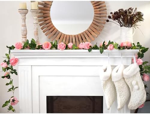 FiveSeasonStuff Amaranth Pink Artificial Rose Garlands, Four Separate Faux Flower Vines with Greenery - Image 4
