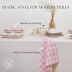 Cloth Napkins Set of 12, 100% Cotton Reusable Gingham Printed Dinner Napkins, 18x18” Washable Table & Kitchen Napkins for Home, Dining, Party, Pink & White - Image 3