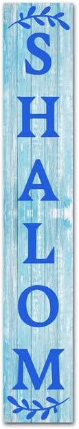 FemiaD Hanukkah Porch Sign Shalom Sign for Front Door 8x63inch Vertical Wooden Hanukkah Porch Sign Happy Hanukkah Porch Décor Standing Hanging Holiday Party Signs Chanukah Wood Welcome Sign for Door by Unknown