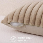 decorUhome Fall Faux Fur Throw Pillow Covers 24x24 Set of 2 Khaki Brown - Image 3