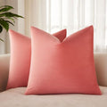 JUSPURBET 28x28 Euro Velvet Throw Pillow Covers Set of 2,Coral by JUSPURBETHOME