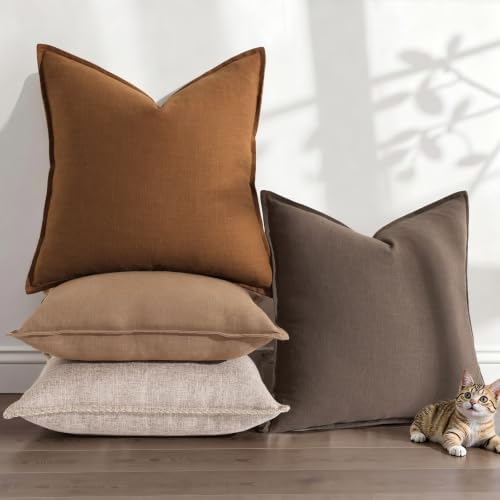 decorUhome Fall Brick Linen Throw Pillow Covers 20x20 Set of 2 - Image 7