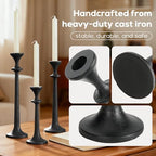 Black Taper Candle Holders Set of 3 Heavy Cast Iron Black Candlestick Holder for Table Centerpiece Modern Decorative Tapered Candle Stand Tall Set for Home Decor Fireplace Wedding Halloween Christmas - Image 2