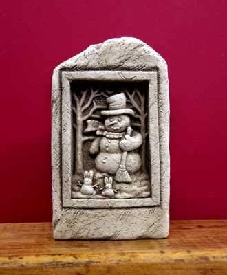 Carruth Studio, Snowman with Snow Bunnies Figurine, Original Sculpture Handcrafted in Stone, Artisan Made - Image 2