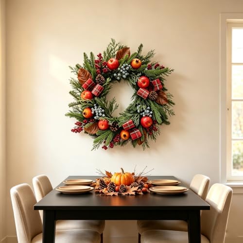 Cynkeyee Fall Wreath for Front Door - 24 in Farmhouse Porch Decor - Image 6