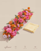 36inch Aisle Flower Garland with Chiffon Sheer Drape, Bright Multi-Color Rose with Hydrangea & Chrysanthemum Artificial Flowers, Floral Runner for Wedding Arch, Backdrop, Table Decor, Ceremony Pathway - Image 7