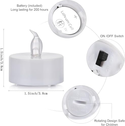 LED Tea Lights Battery Operated Flameless Candles 200 Pack Warm White - Image 2