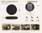 KINGFOM Round Decorative Tray for Coffee Table, PU Leather Valet Nightstand Desk Organizer for Men Women, Golden Trim Tray for Home Decor Living Room Dining Table, Perfume Trays Organizer Black - Image 4