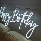 Happy Birthday LED Neon Signs Transparent Acrylic Lights Decor for Wedding Birthday Party Wall Home Bedroom Room Art Decoration with USB Light Modulator 5V - Image 3