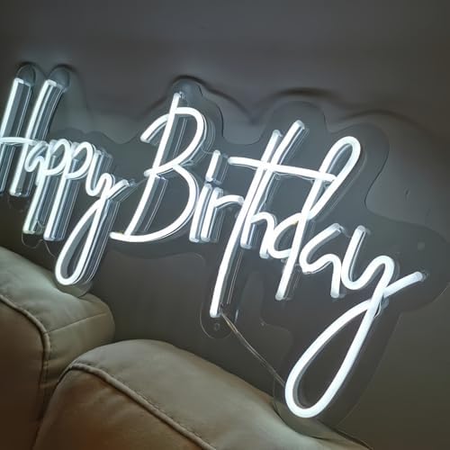 Happy Birthday LED Neon Signs Transparent Acrylic Lights Decor for Wedding Birthday Party Wall Home Bedroom Room Art Decoration with USB Light Modulator 5V - Image 3