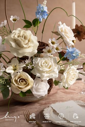 Ling's moment Fake Flowers Box, Tawny Beige & Earth Brown Deluxe Combo - Image 3