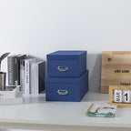 Soul & Lane - Blue Stacking Storage Boxes with Label Holders, Set of 2 - Image 5