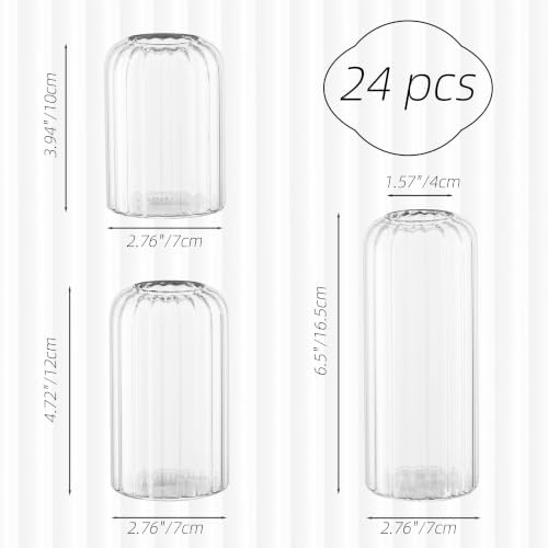 Glass Bud Vases Set of 24, Ribbed Small Flower Glass Vases for Centerpieces - Image 2