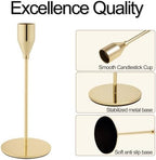 Gold Candlestick Holders, Metal Taper Candle Holders, Bulk Set of 15 - Image 3