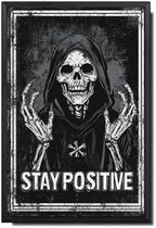 Vintage Metal Tin Sign Halloween Hooded Skeleton Gothic Wall Art for Home Bedroom Office 6×8 Inches with Metal Frame by Unknown