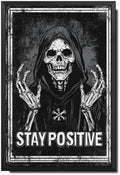 Vintage Metal Tin Sign Halloween Hooded Skeleton Gothic Wall Art for Home Bedroom Office 12×16 Inches with Metal Frame by Unknown