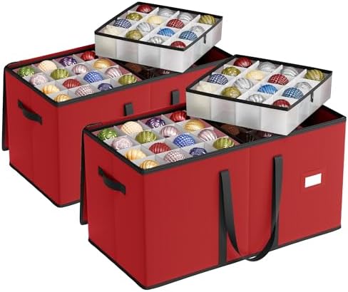 SONGMICS Christmas Ornament Storage Boxes, Set of 2, with 3-Inch 256 Slots by SONGMICSbySONGMICSHOME