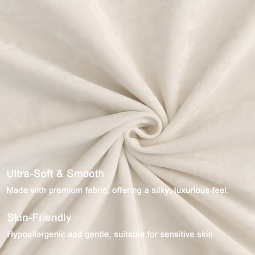 Greek Velvet Euro Sham Covers Set of 2 26x26 Luxury Soft Solid Pillow Covers for Living Room Bedroom Yard,Cream White - Image 2