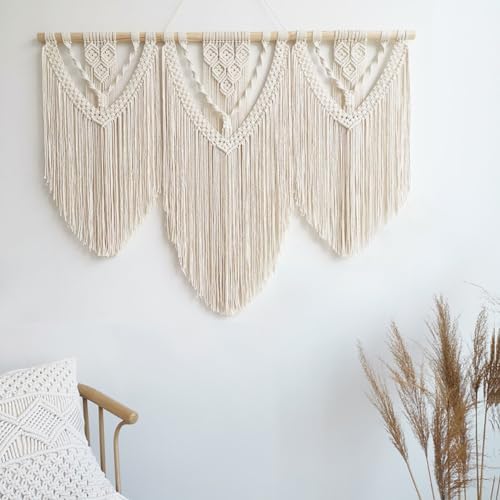 Achart Macrame Wall Hanging Large- Boho Wall Decor- large wall art- Wall Decor Living Room- Macrame Tapestry Boho Decor for Bedroom (Beige-C) - Image 2