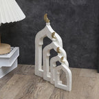 Islamic Cultural Decor Collection - Handcrafted Resin Mosque Models & Tower Ornaments for Home/Office Display Ramadan Decoration (4-Door) - Image 2