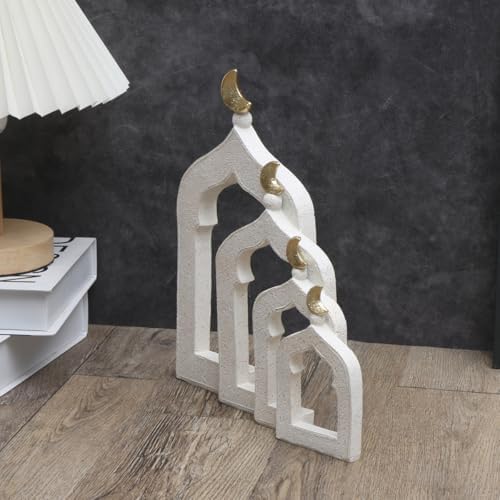 Islamic Cultural Decor Collection - Handcrafted Resin Mosque Models & Tower Ornaments for Home/Office Display Ramadan Decoration (4-Door) - Image 2