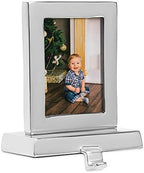 BIRDROCK HOME Photo Frame Stocking Holder - Holiday Greetings Mantle Fireplace Topper - Decorative Christmas Stocking Holder - Stainless Steel Rectangle by BIRDROCKHOME