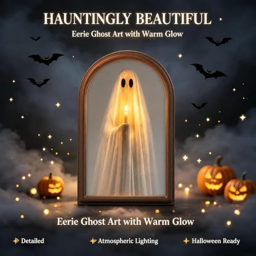 Light Up Ghost Mirror, 11 x 13.8 in Halloween Decor for Mantel & Wall - Image 4