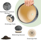 Ceraimc Planter - 8 Inch Plant Pot for Indoor Outdoor Plants, Decorative Round Planters, Flower Pot with Drainage and Saucer, Garden Porch House Room Decor, Plant Lover Gifts, Grey - Image 6