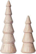 WONDROUS' DECO Wooden Christmas Tree Figurine, Tabletop Pink and Gold by WONDROUSDECO