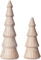 WONDROUS' DECO Wooden Christmas Tree Figurine, Tabletop Pink and Gold by WONDROUSDECO